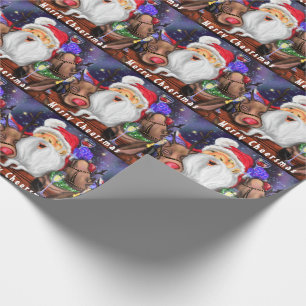 Christmas Wrapping Paper Santa with Reindeers