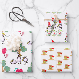 Christmas Wrapping Paper Sheets Pelicans