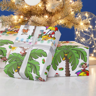 Christmas Wrapping Paper Summer Beach Bum Santa