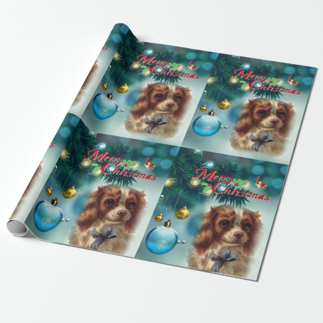 Christmas Wrapping Paper Vintage Dog (Unrolled)
