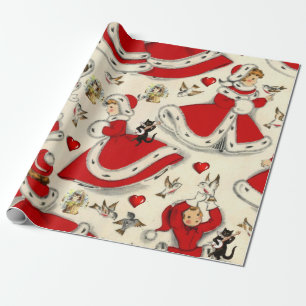 Christmas Wrapping Paper Vintage Kitten