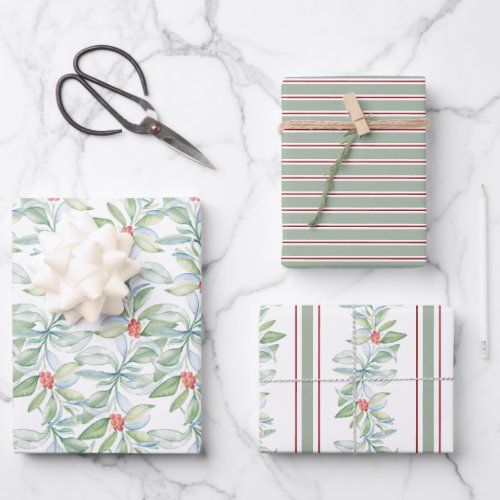 Christmas Wrapping Paper Watercolor Botanical