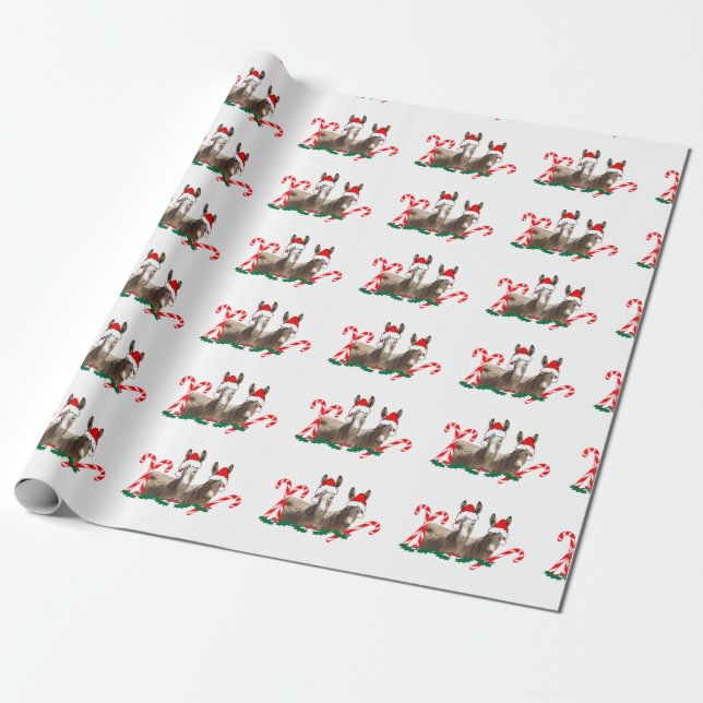Christmas wrapping paper, wildlife, donkeys paper (Unrolled)