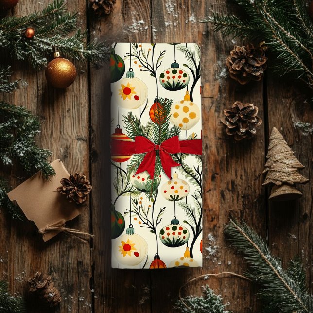 Christmas Wrapping Paper With Colorful Ornaments  (Creator Uploaded)