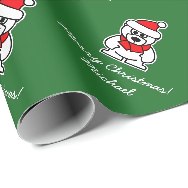 Christmas wrapping paper with cute Santa bear (Roll Corner)