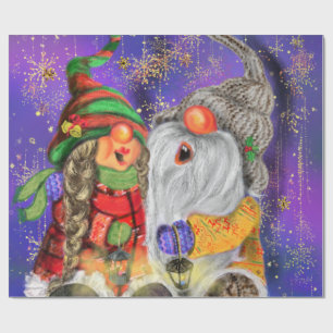Christmas Wrapping Paper with Happy Gnomes