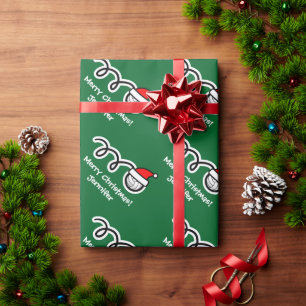 Christmas wrapping paper with Santa hat volleyball