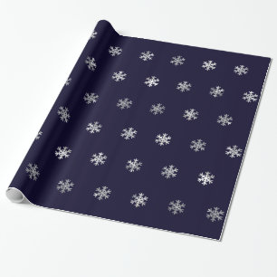 Christmas wrapping paper with silver snowflakes