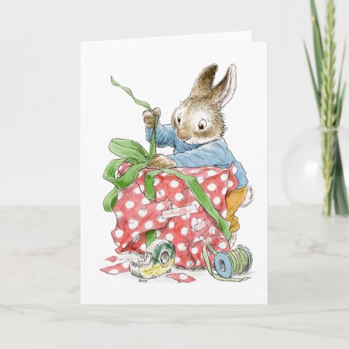 Christmas Wrapping Rabbit Card