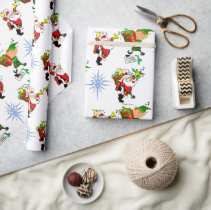 Christmas Wrapping Santa Elf Snowman Paper