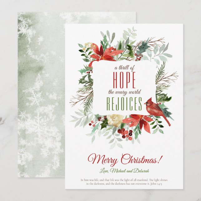 Christmas Wreath A Thrill of Hope Holiday Card (Front/Back)