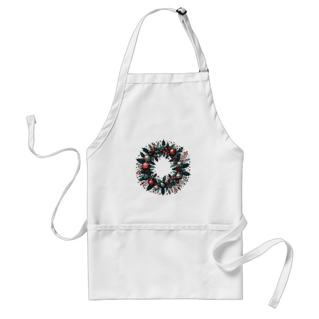 Christmas Wreath Adult Apron (Front)