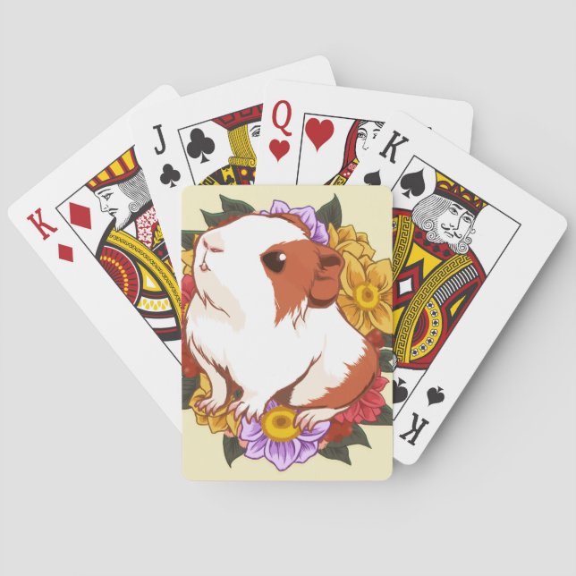 Christmas wreath and English guinea pig Poker Cards (Back)
