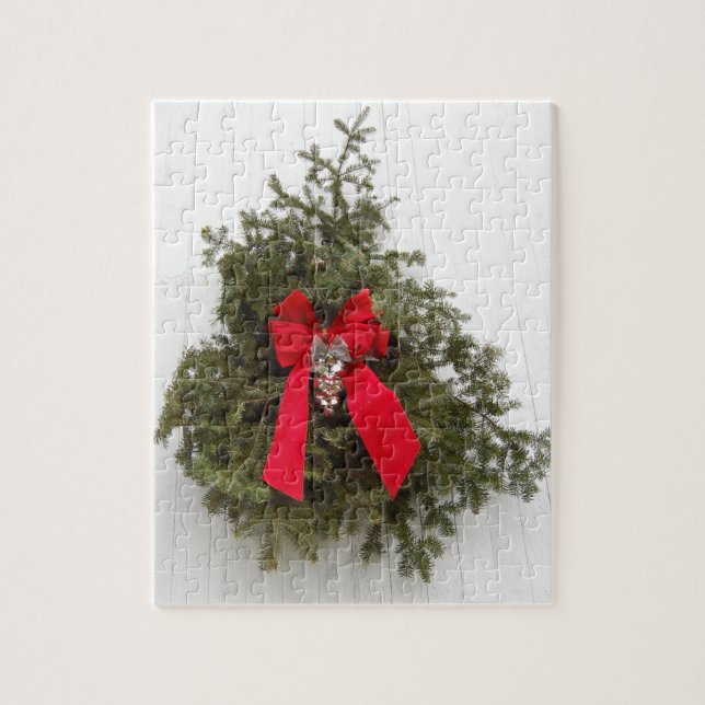 Christmas Wreath and Red Bow Jigsaw Puzzle (Vertical)