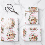 Christmas wreath and red Happy Holidays photo Wrapping Paper Sheets<br><div class="desc">Christmas wreath and red Happy Holidays photo Wrapping Paper Sheets. Personalize it with your photo.</div>