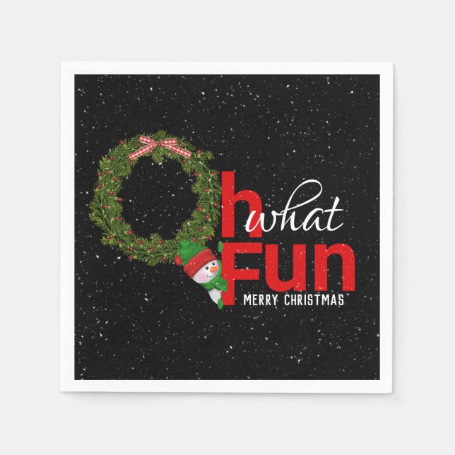 Christmas wreath and snowman napkins (Front)