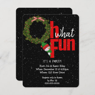 Christmas wreath and snowman party invite