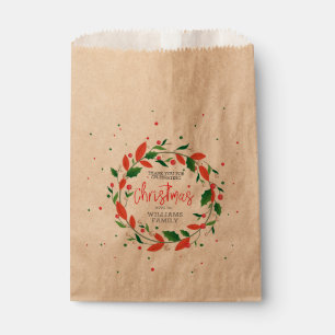 Christmas wreath and typography favor bag