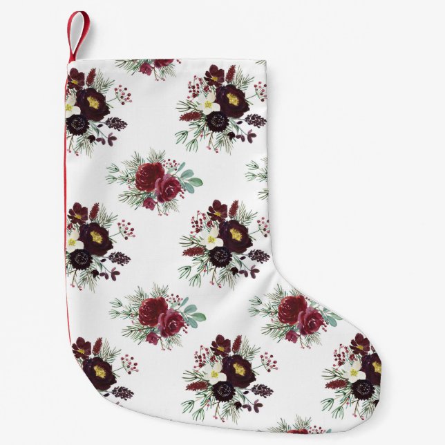 Christmas Wreath Art Small Christmas Stocking (Front)