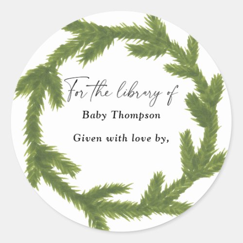 Christmas wreath _ Baby Shower bookplate