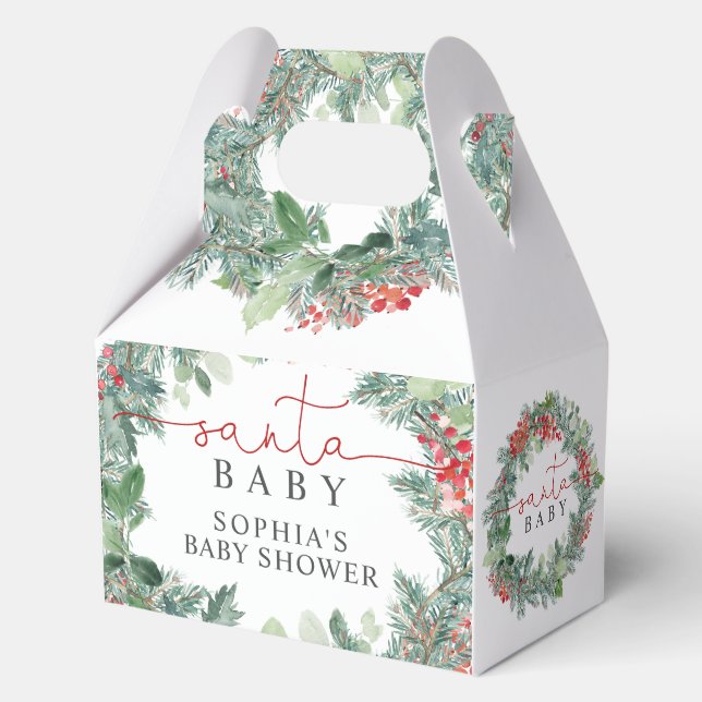 Christmas Wreath Baby Shower Favor Boxes (Front)