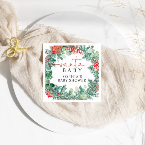 Christmas Wreath Baby Shower Napkins