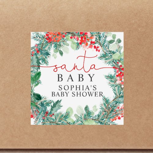 Christmas Wreath Baby Shower  Square Sticker