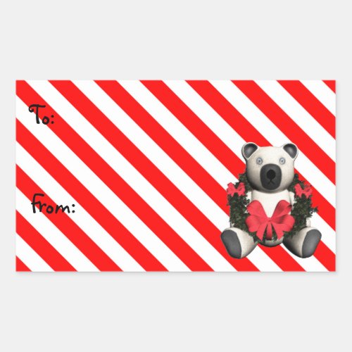 Christmas Wreath Bear Gift Tag Stickers