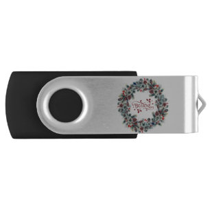 Christmas Wreath BELIEVE Typography Flash Drive