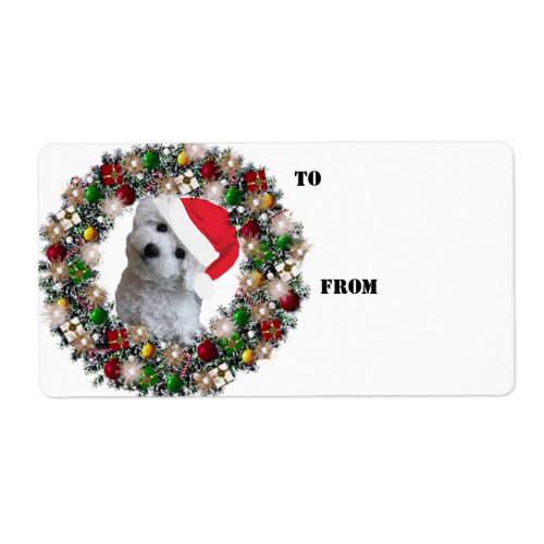 Christmas Wreath Bichon Frise Gift Labels