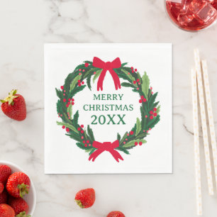 Christmas Wreath Botanicals Foliage Holiday CUSTOM Napkins