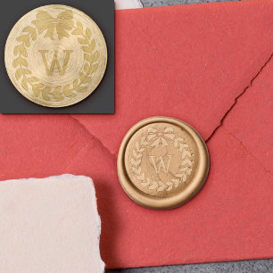 Christmas Wreath & Bow Monogram Wax Seal Stamp