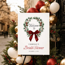 Christmas Wreath Bridal Shower Welcome Sign