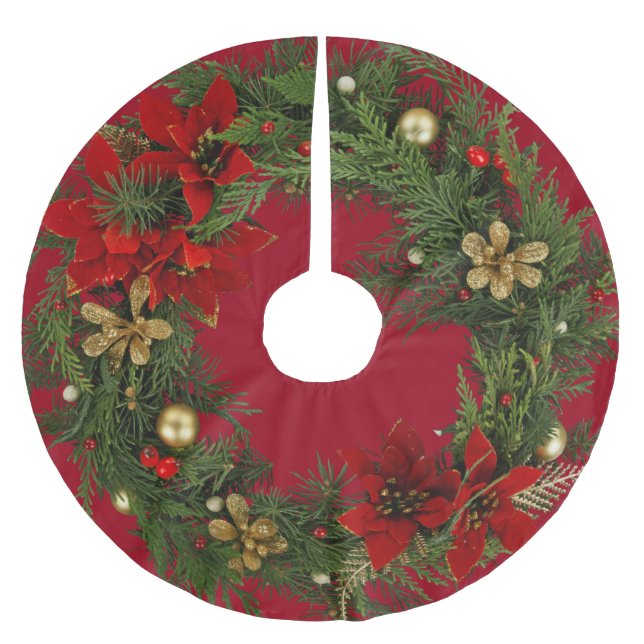 Christmas Wreath  Brushed Polyester Tree Skirt (Front)