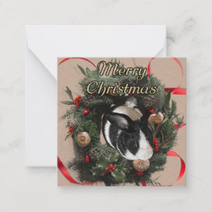 Christmas Wreath Bunny Note Card
