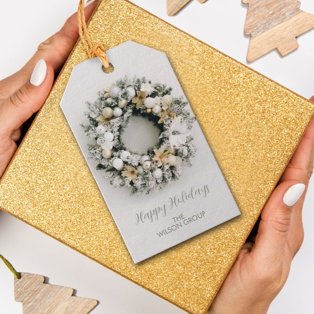 Christmas Wreath Business Gift Tags (Creator Uploaded)