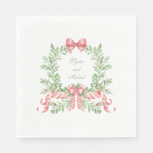 Christmas Wreath Candy Cane Bow Napkins