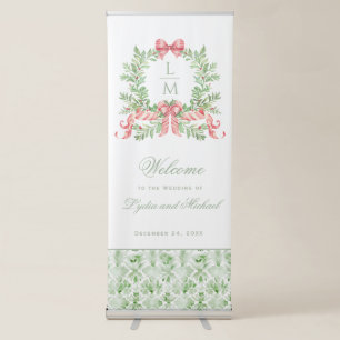 Christmas Wreath Candy Cane Bow   Wedding Welcome Retractable Banner