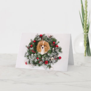 Christmas Wreath Cavalier King Charles Card
