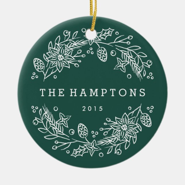 Christmas Wreath Ceramic Ornament - Forest (Front)