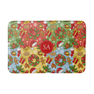 Christmas wreath, Christmas Ornaments, Santa's Hat Bathroom Mat