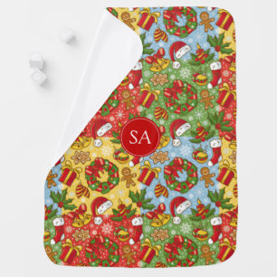 Christmas wreath, Christmas Ornaments, Santa's Hat Receiving Blanket