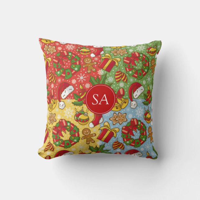 Christmas wreath, Christmas Ornaments, Santa's Hat Throw Pillow (Front)