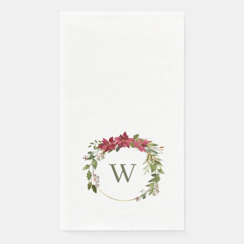Christmas Wreath Classic Monogram Paper Guest Paper Guest Towels