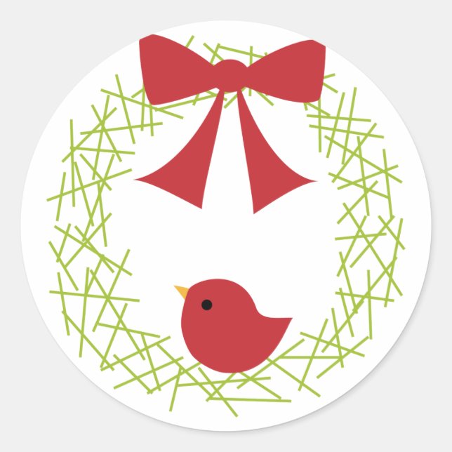 Christmas Wreath Classic Round Sticker (Front)