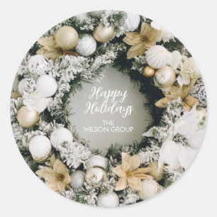Christmas Wreath Classic Round Sticker