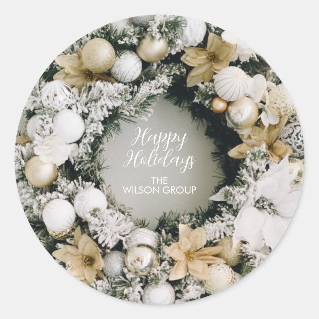 Christmas Wreath Classic Round Sticker (Front)