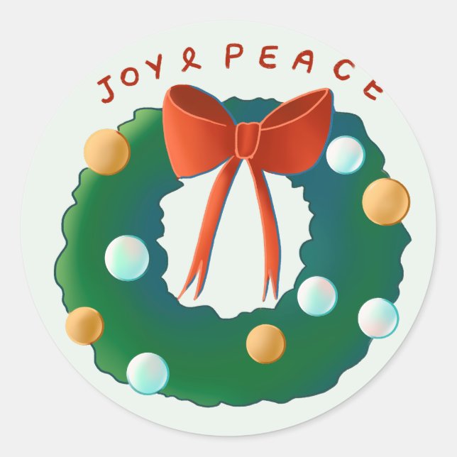 Christmas Wreath  Classic Round Sticker (Front)