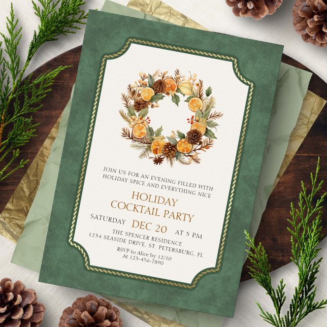 Christmas Wreath Cocktail Party Invitation (Creator Uploaded)
