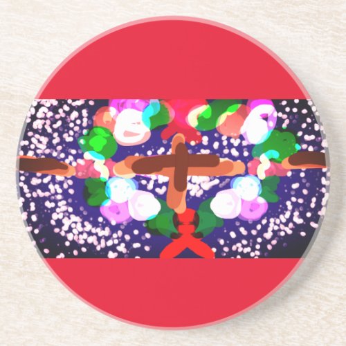 Christmas wreath coffee mug wine label paper plate coaster